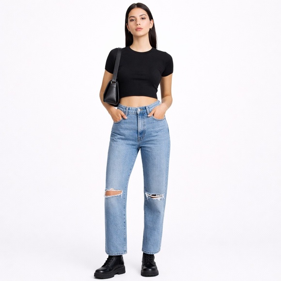 Agolde Denim - AGOLDE Riley Distressed Straight Crop Jeans Size 26